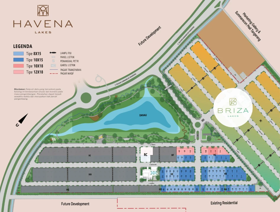 Havena Lakes Site Plan - Premium Residence by the Lakes Summarecon Tangerang